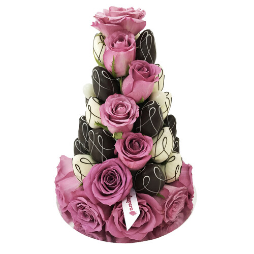 25cm Purple Black & White Strawberry Tower (Small)